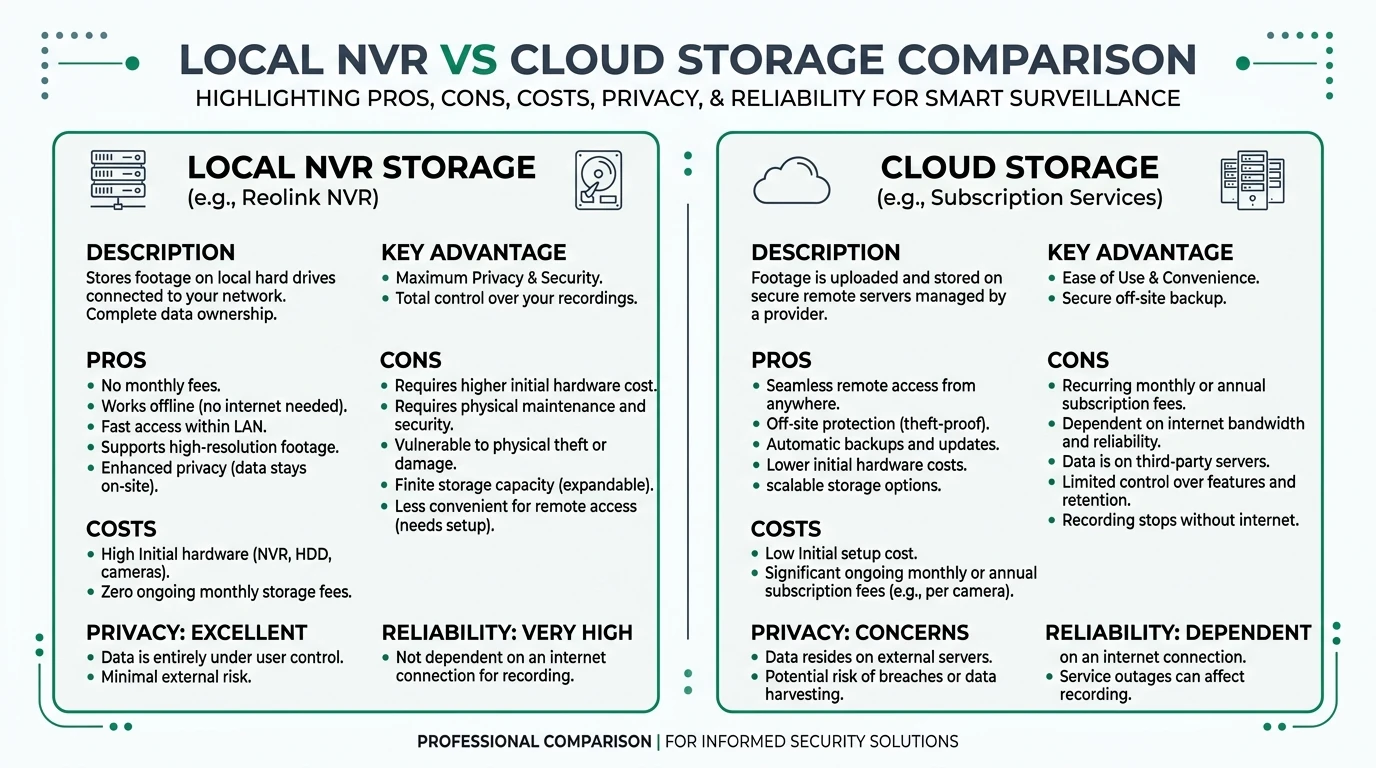 A detailed infographic showing the Reolink Duo 3 PoE camera's features, including local storage, ONVIF support, and integration capabilities.
